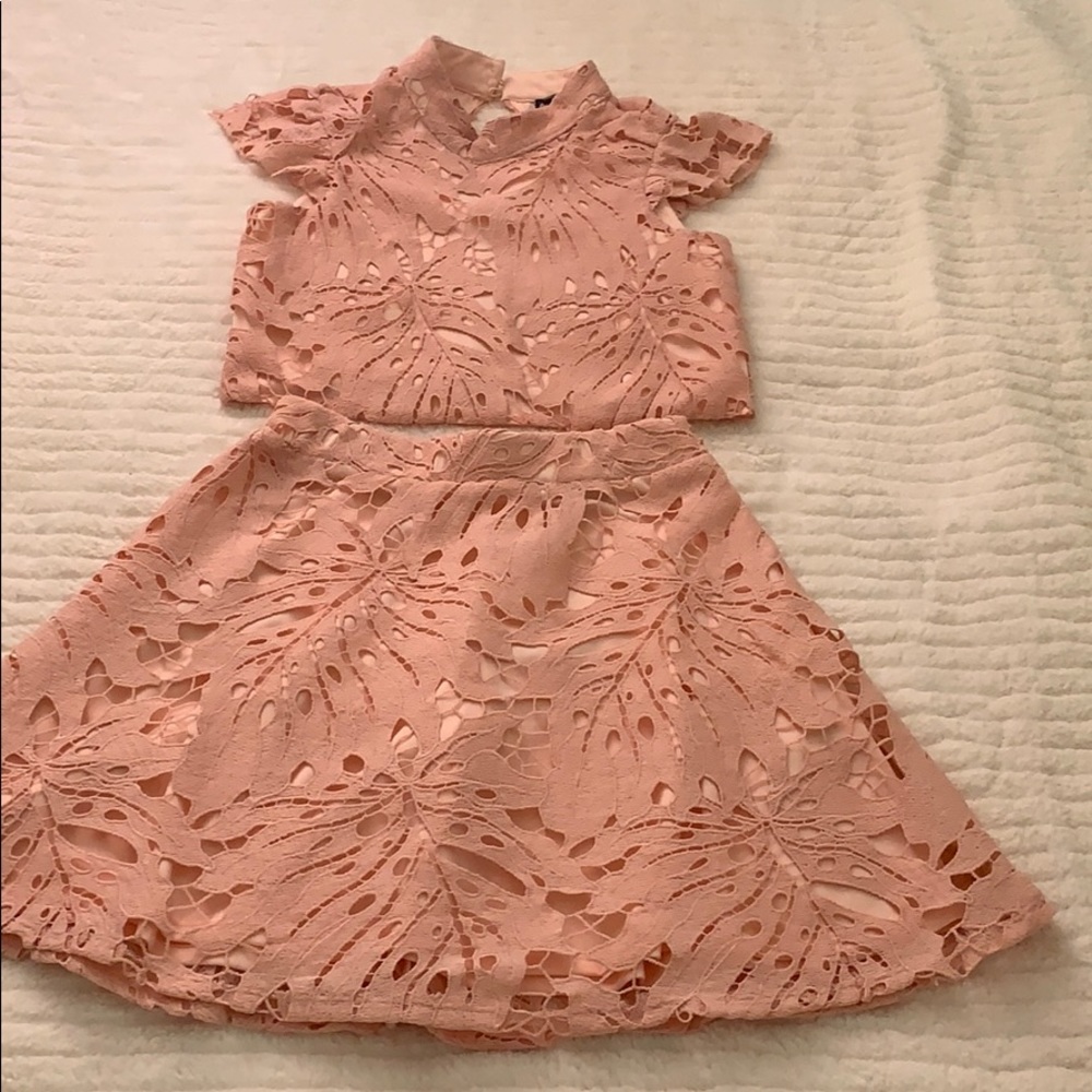 2 piece top and skirt matching set